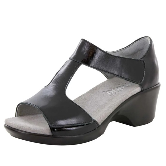 Alegria Shoes - Algeria Riki Black Leather Sandals Size 9